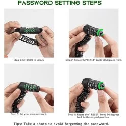 ROCKBROS Câble Antivol Casque Vélo Cadenas à Combinaison à 4 Chiffres Noir 1,5m -Magasin De Vélos cable antivol casque velo cadenas a combinaison a 4 chiffres noir 15m 2