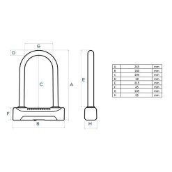 Cadenas Pour Vélo U-lock 448 ART4 180 X 245 Mm Noir -Magasin De Vélos cadenas pour velo u lock 448 art4 180 x 245 mm noir 5