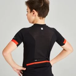 BTWIN Maillot Manches Courtes Vélo Enfant 900 Noir Et Rouge -Magasin De Vélos maillot manches courtes velo enfant 900 noir et rouge 3