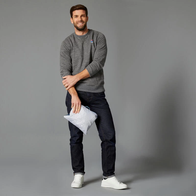 BTWIN PONCHO PLUIE VISIBILITE NUIT VELO VILLE 540 BLEU GRIS 9 BTWIN PONCHO PLUIE VISIBILITE NUIT VELO VILLE 540 BLEU GRIS – Image 9