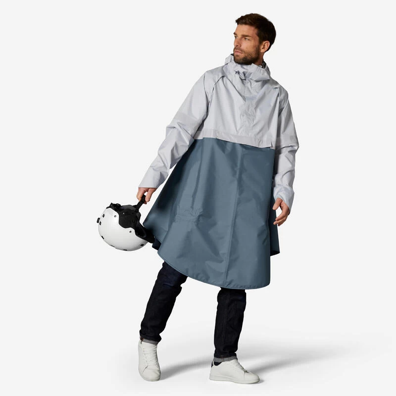 BTWIN PONCHO PLUIE VISIBILITE NUIT VELO VILLE 540 BLEU GRIS 1 BTWIN PONCHO PLUIE VISIBILITE NUIT VELO VILLE 540 BLEU GRIS