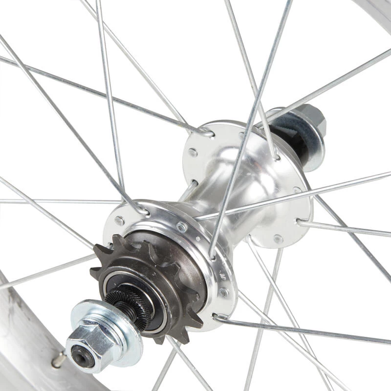 BTWIN Roue Vélo Enfant 16 Pouces Arrière à Roue Libre Intégré 11 Dents Argent 2 BTWIN Roue Vélo Enfant 16 Pouces Arrière à Roue Libre Intégré 11 Dents Argent – Image 2