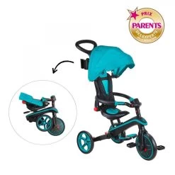 GLOBBER Tricycle EXPLORER 4-en-1 Évolutif & Pliable Bleu Canard -Magasin De Vélos tricycle explorer 4 en 1 evolutif and pliable bleu canard 2